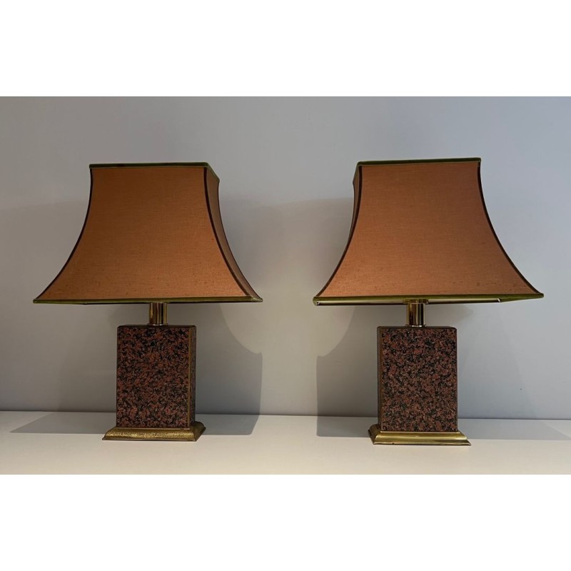 Pair of Chinoiserie Table Lamps, Pagoda Shades, French Work, circa 1970