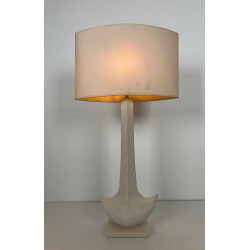Lampe de Table en Céramique Blanche, L. Drummer, Travail Français, vers 1970