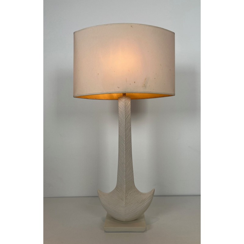 Lampe de Table en Céramique Blanche, L. Drummer, Travail Français, vers 1970