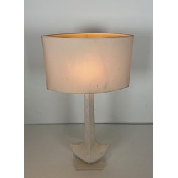 Lampe de Table en Céramique Blanche, L. Drummer, Travail Français, vers 1970