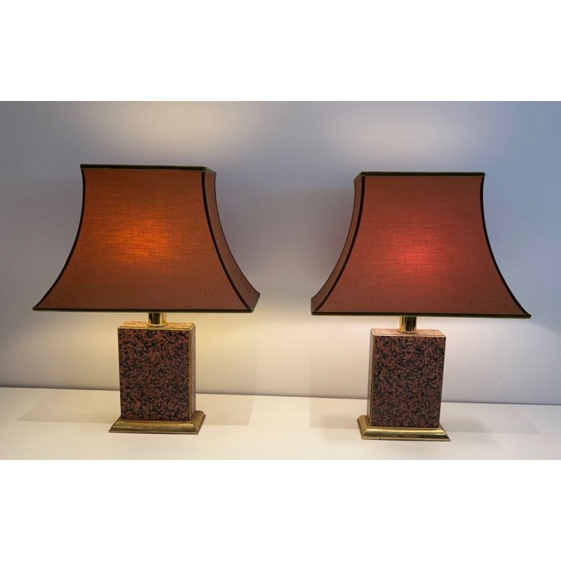 Pair of Chinoiserie Table Lamps, Pagoda Shades, French Work, circa 1970
