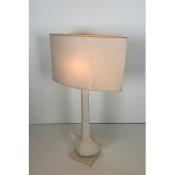Lampe de Table en Céramique Blanche, L. Drummer, Travail Français, vers 1970