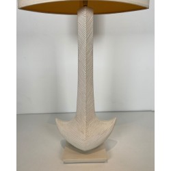 Lampe de Table en Céramique Blanche, L. Drummer, Travail Français, vers 1970