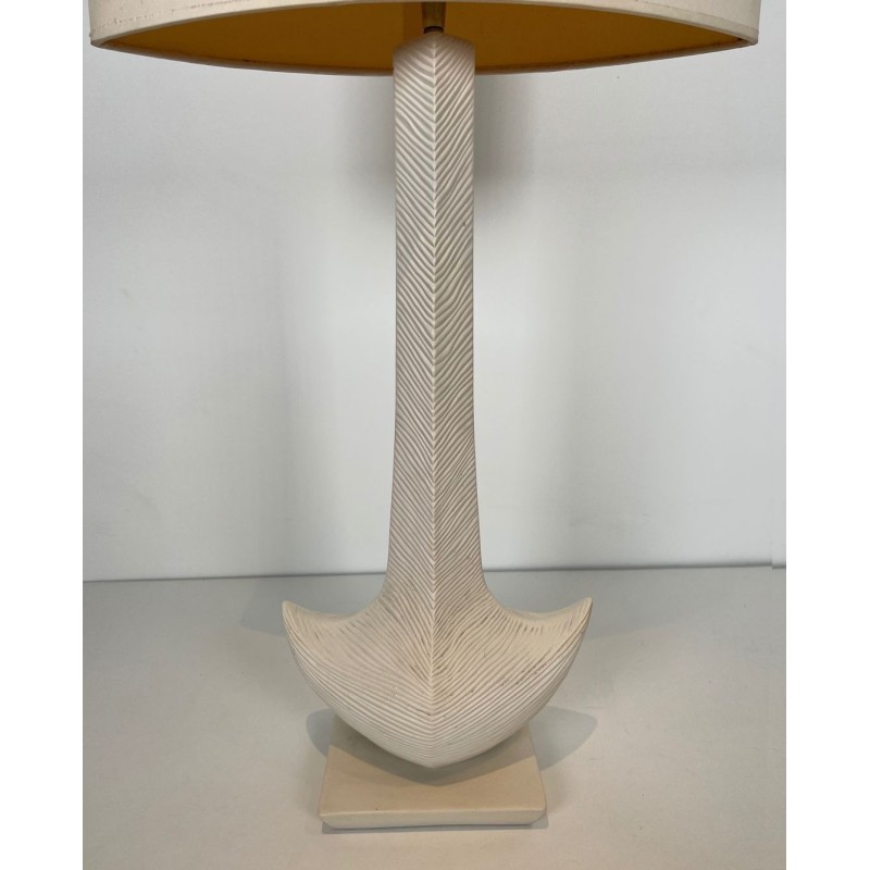 Lampe de Table en Céramique Blanche, L. Drummer, Travail Français, vers 1970