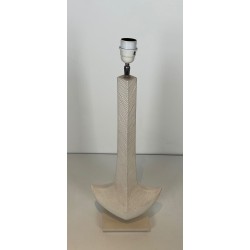 Lampe de Table en Céramique Blanche, L. Drummer, Travail Français, vers 1970