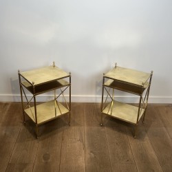 Paire de Bouts de Canapé Maison Jansen Laiton 1940 - Maison Barrois