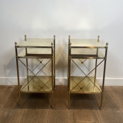 Pair of Brass Side Tables Maison Jansen 1940 - Maison Barrois