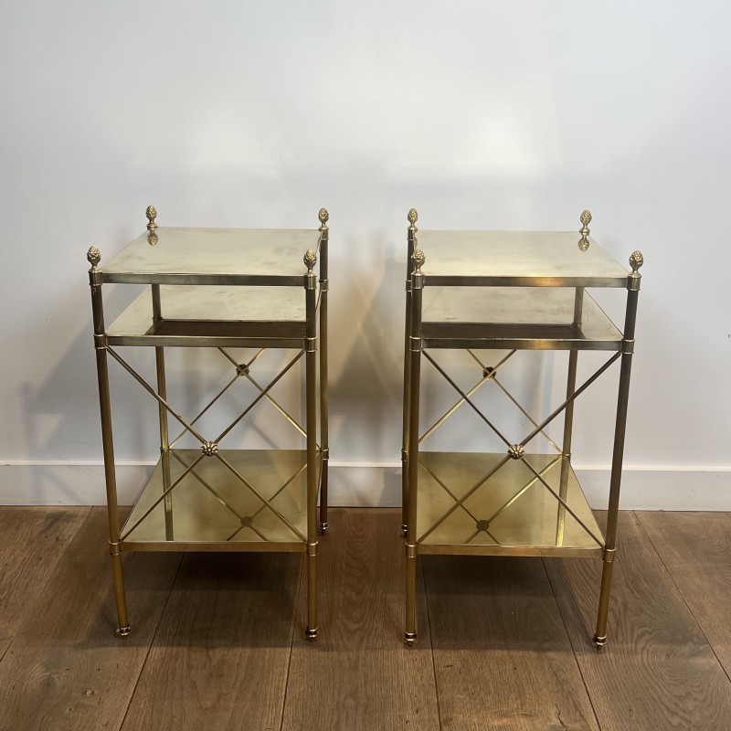 Pair of Brass Side Tables Maison Jansen 1940 - Maison Barrois
