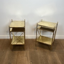 Pair of Brass Side Tables Maison Jansen 1940 - Maison Barrois