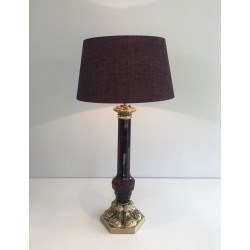 Lampe Bronze et Cristal Rouge, Cristal & Bronze Paris, Art Déco, vers 1940
