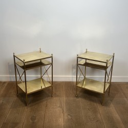Pair of Brass Side Tables Maison Jansen 1940 - Maison Barrois