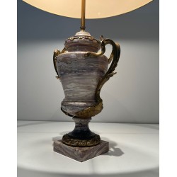 Grande Lampe Marbre et Bronze Style Louis XV, Travail Français, XIXe Siècle