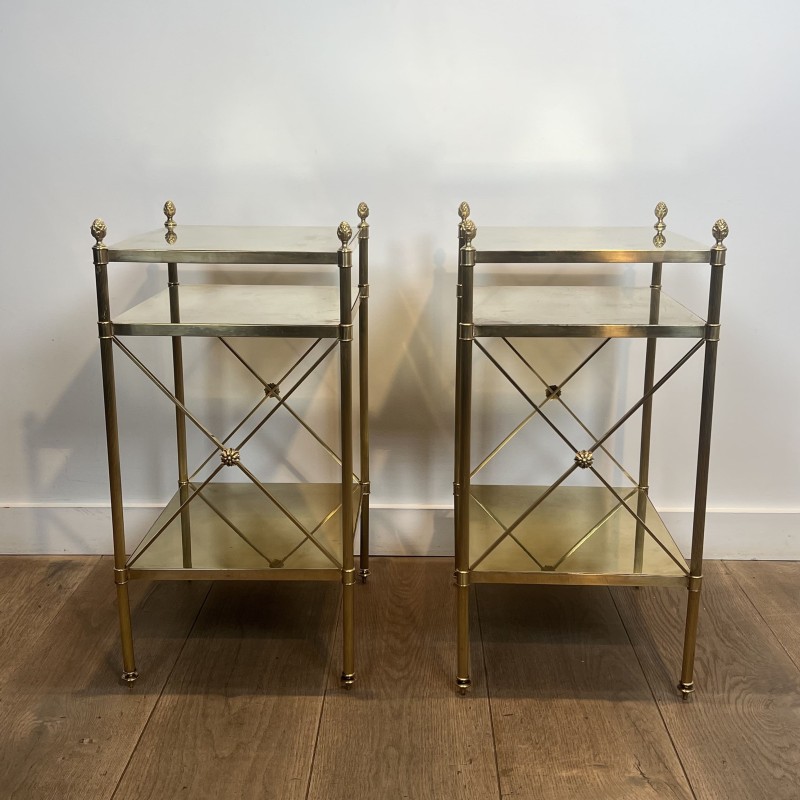 Pair of Brass Side Tables Maison Jansen 1940 - Maison Barrois