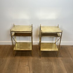 Pair of Brass Side Tables Maison Jansen 1940 - Maison Barrois