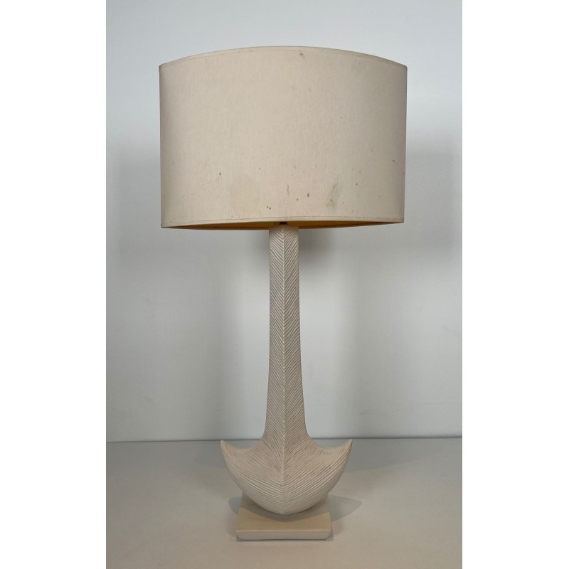 Lampe de Table en Céramique Blanche, L. Drummer, Travail Français, vers 1970
