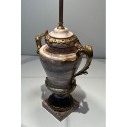 Grande Lampe Marbre et Bronze Style Louis XV, Travail Français, XIXe Siècle