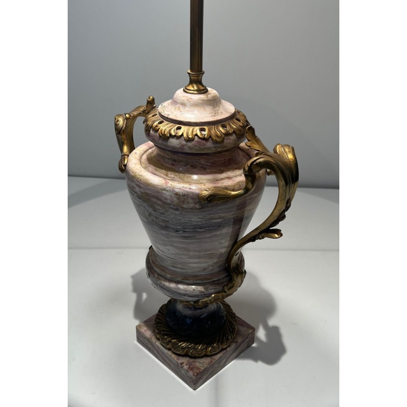 Grande Lampe Marbre et Bronze Style Louis XV, Travail Français, XIXe Siècle