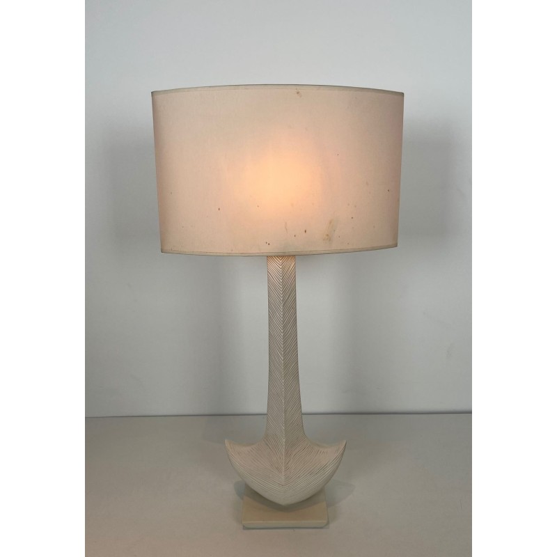 Lampe de Table en Céramique Blanche, L. Drummer, Travail Français, vers 1970