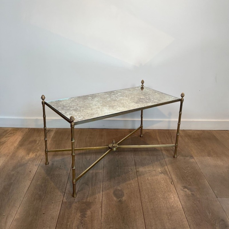 Maison Baguès Brass Venere Mirror Coffee Table 1970 - Maison Barrois