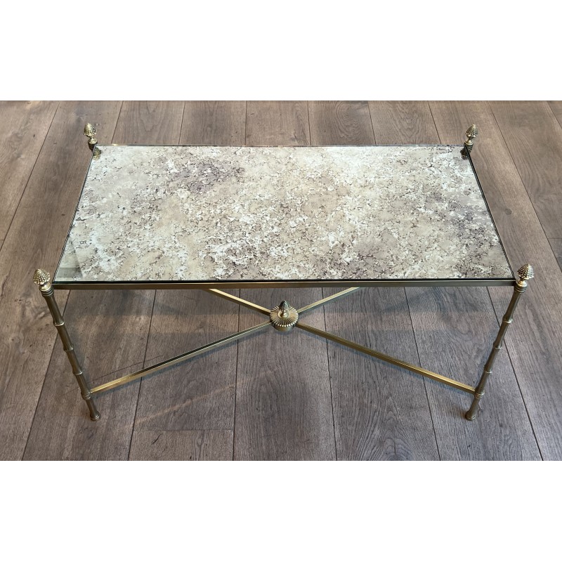 Maison Baguès Brass Venere Mirror Coffee Table 1970 - Maison Barrois