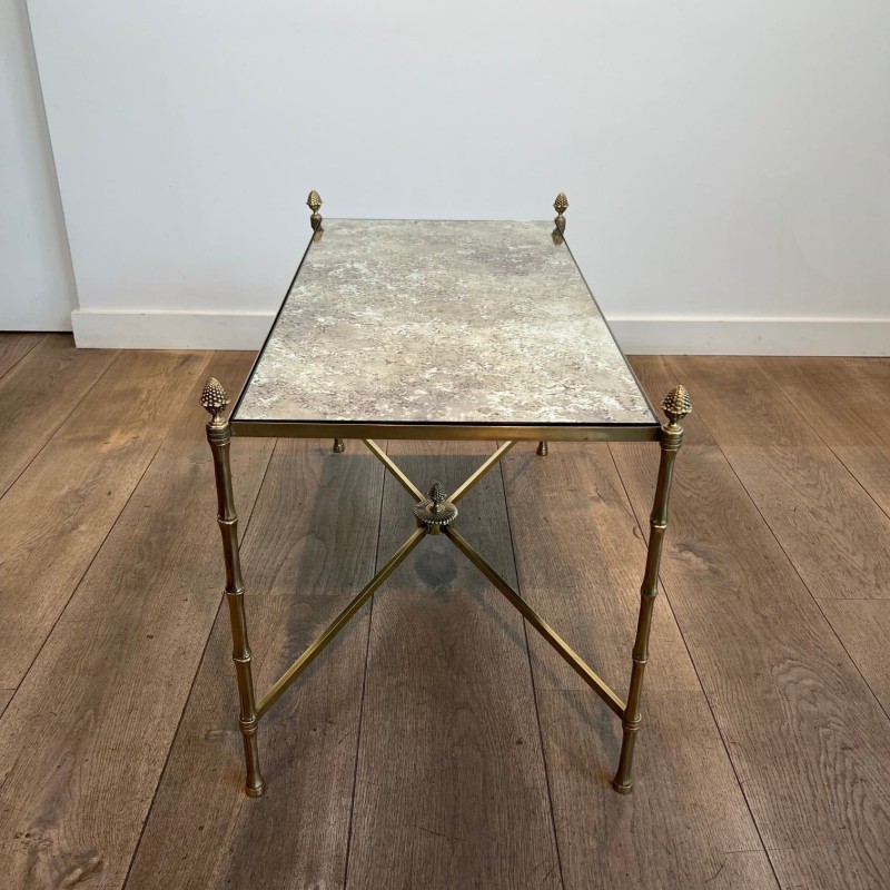 Maison Baguès Brass Venere Mirror Coffee Table 1970 - Maison Barrois