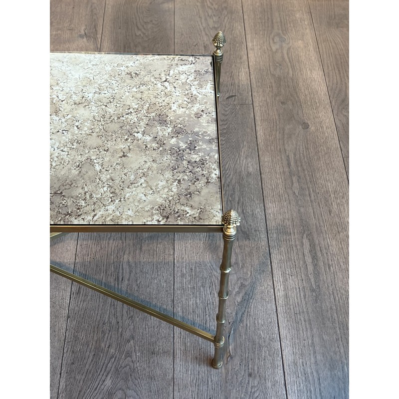 Maison Baguès Brass Venere Mirror Coffee Table 1970 - Maison Barrois