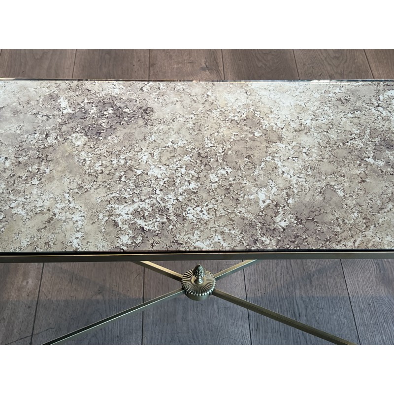 Maison Baguès Brass Venere Mirror Coffee Table 1970 - Maison Barrois