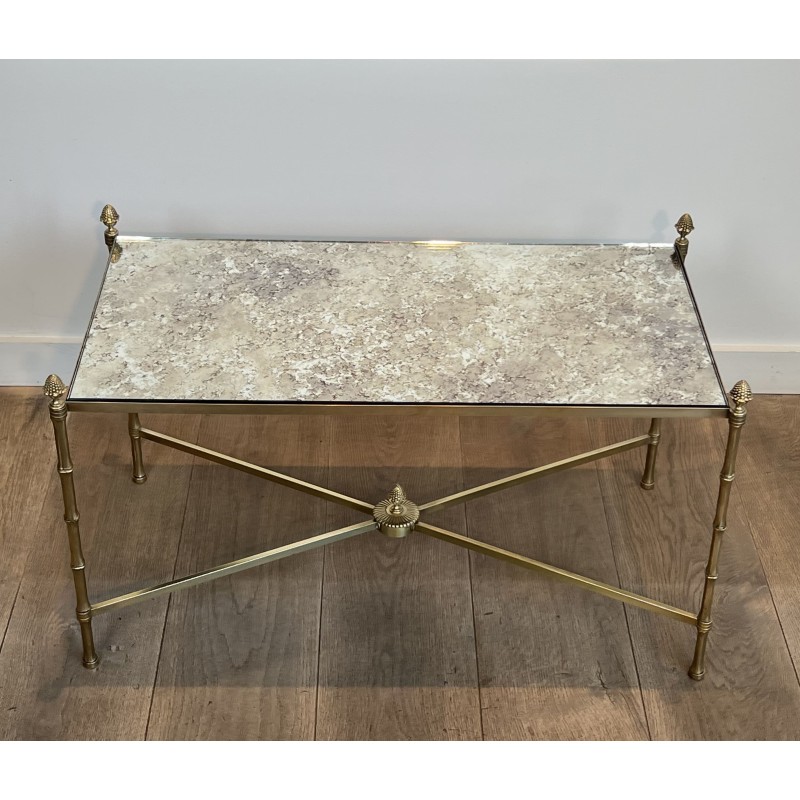 Maison Baguès Brass Venere Mirror Coffee Table 1970 - Maison Barrois