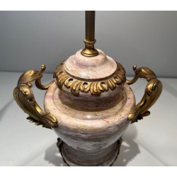 Large Louis XV Style Marble & Bronze Lamp, French Work, 19th Century