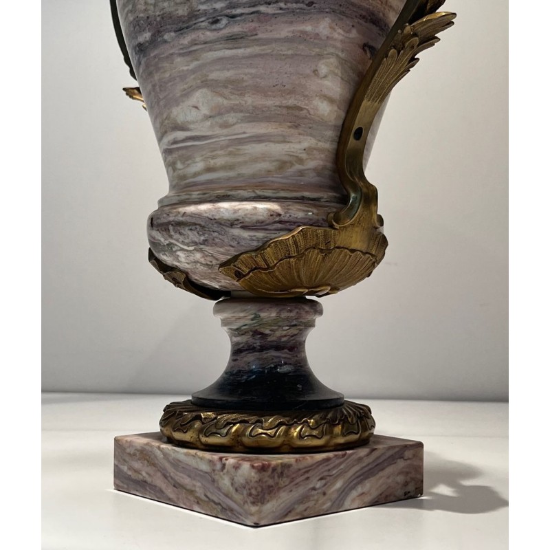 Large Louis XV Style Marble & Bronze Lamp, French Work, 19th Century