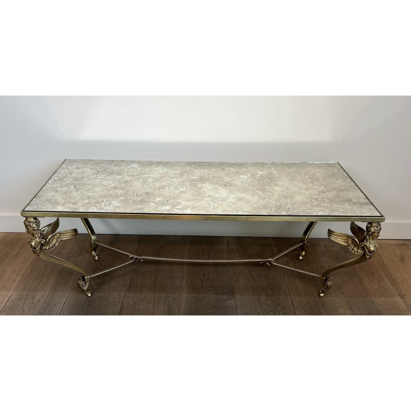 Sphinxes Coffee Table Bronze Venere Mirror 1970 - Maison Barrois