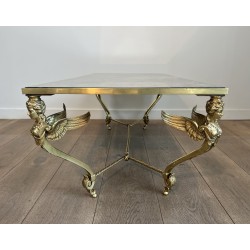 Sphinxes Coffee Table Bronze Venere Mirror 1970 - Maison Barrois
