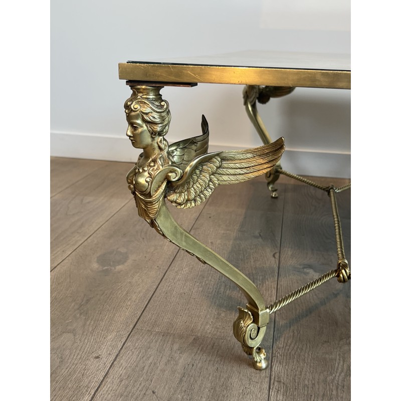 Sphinxes Coffee Table Bronze Venere Mirror 1970 - Maison Barrois