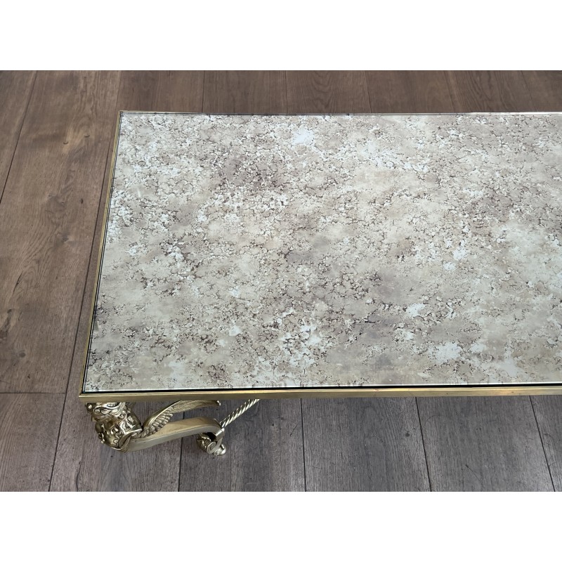 Sphinxes Coffee Table Bronze Venere Mirror 1970 - Maison Barrois