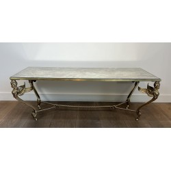 Table Basse Sphynges Bronze Miroir Venere 1970 - Maison Barrois