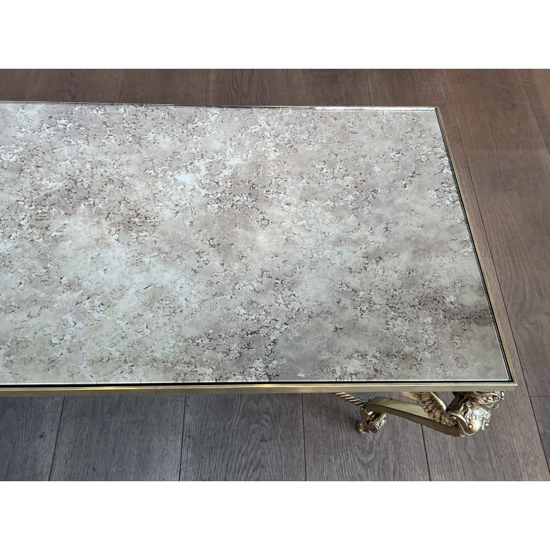 Sphinxes Coffee Table Bronze Venere Mirror 1970 - Maison Barrois