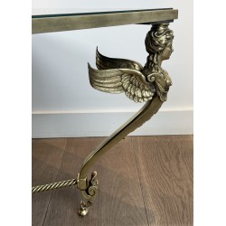 Sphinxes Coffee Table Bronze Venere Mirror 1970 - Maison Barrois