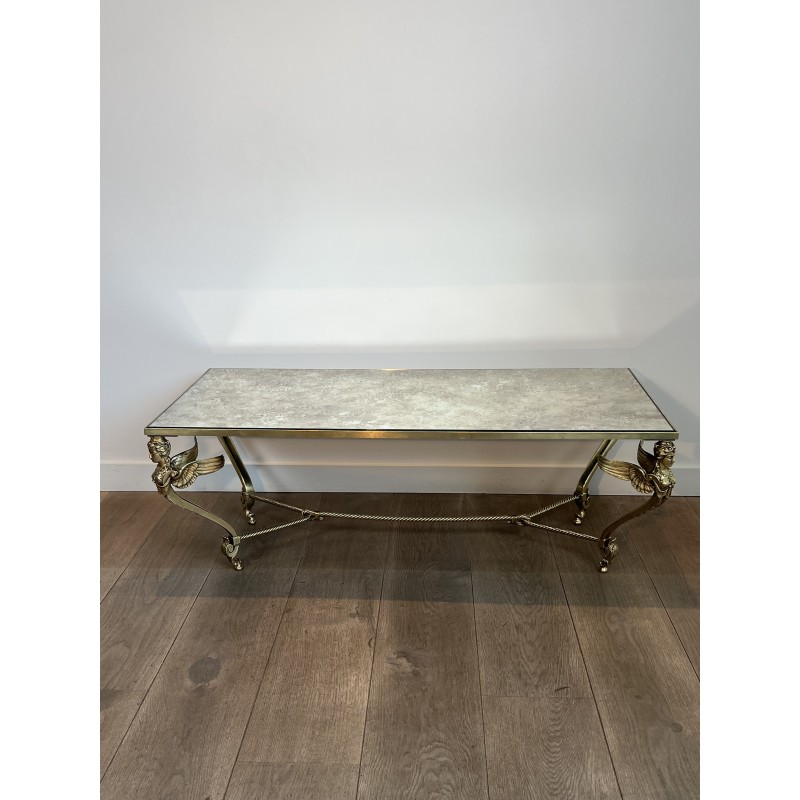 Sphinxes Coffee Table Bronze Venere Mirror 1970 - Maison Barrois
