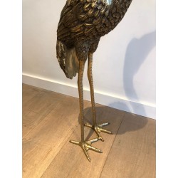 Pendant of Tall Birds in Chiseled Bronze. French work. Circa 1920