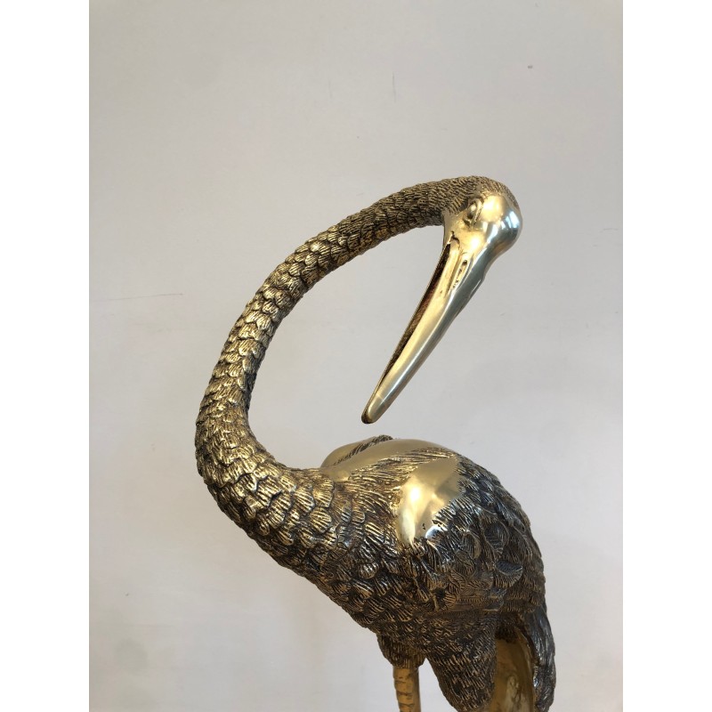 Pendant of Tall Birds in Chiseled Bronze. French work. Circa 1920