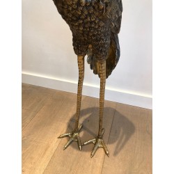 Pendant de Grands Oiseaux en Bronze Ciselé. Travail Français. Vers 1920
