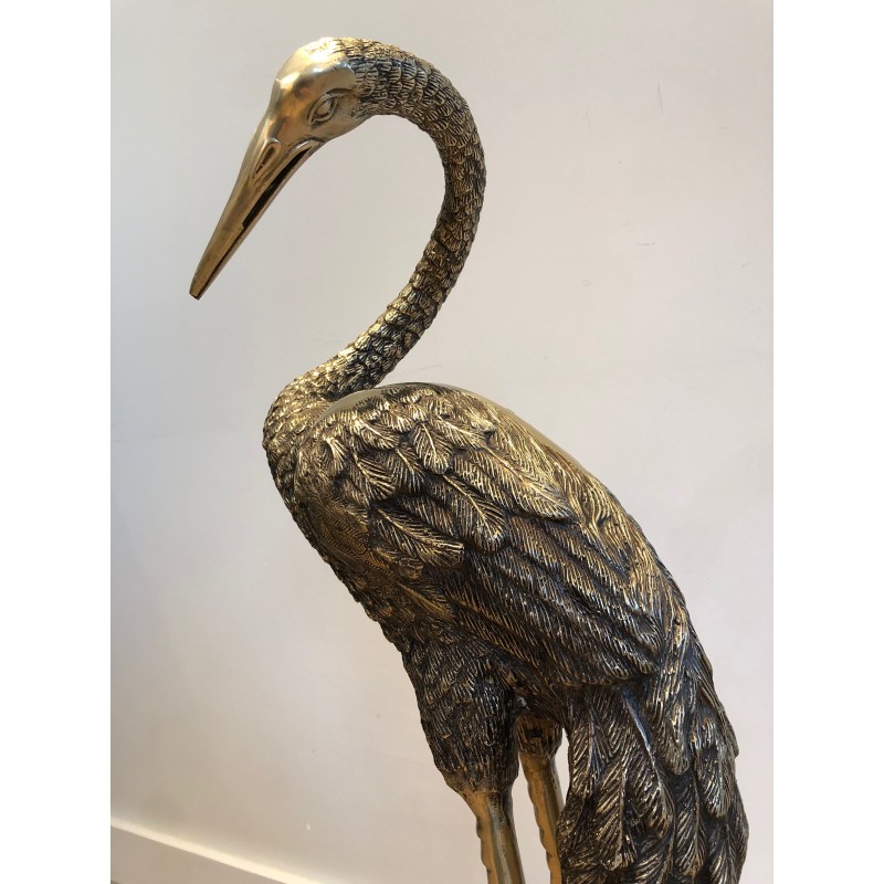 Pendant de Grands Oiseaux en Bronze Ciselé. Travail Français. Vers 1920