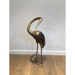 Pendant of Tall Birds in Chiseled Bronze. French work. Circa 1920
