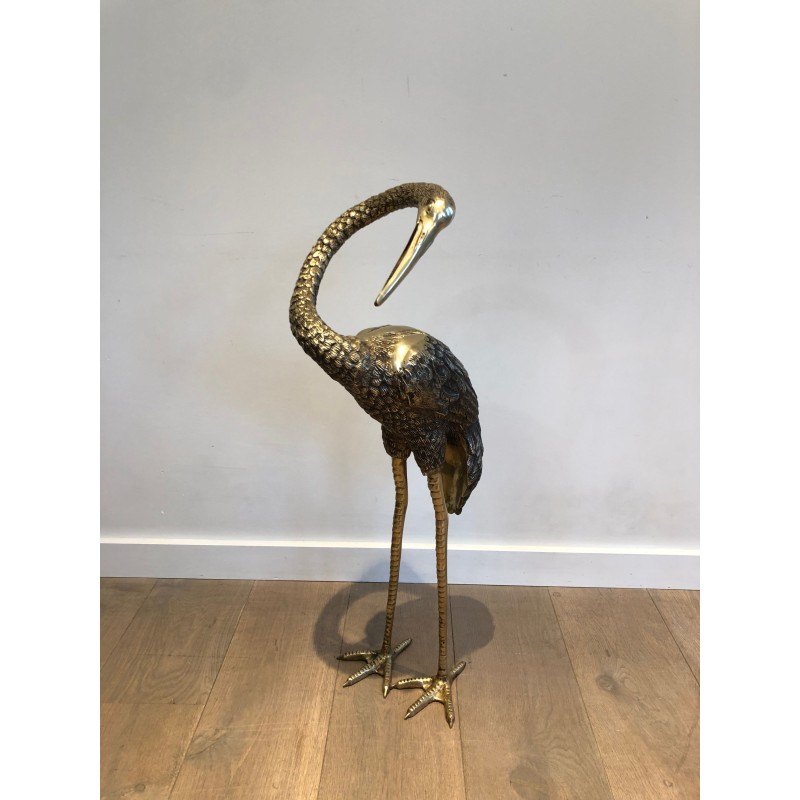 Pendant of Tall Birds in Chiseled Bronze. French work. Circa 1920