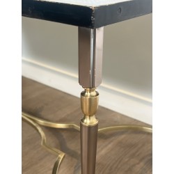 Table Basse Laquée Décor Chinois Piétement Laiton 1970 - Maison Barrois