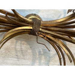 Paire Appliques Métal Doré Gerbes de Blé 1970 - Maison Barrois