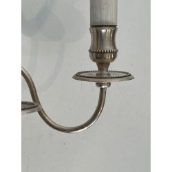 Paire d'Appliques en Bronze Argenté à Trois Bras de Lumière de Style Néoclassique dans le Goût de la Maison Jansen. Vers 1940