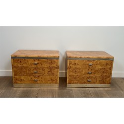 Willy Rizzo Burl Walnut Nightstands | Italian Design 1970s