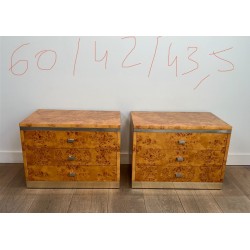 Willy Rizzo Burl Walnut Nightstands | Italian Design 1970s