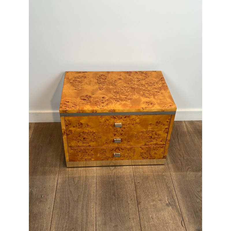 Willy Rizzo Burl Walnut Nightstands | Italian Design 1970s